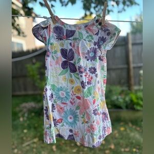 Hanna Andersson Cotton Print Flower Dress EUC Sz 4 (100) 4T